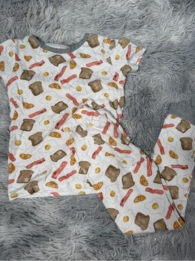 Burt’s Bees Kids Organic Cotton Breakfast Eggs Bacon Toast Print Pajama Set Sz 6